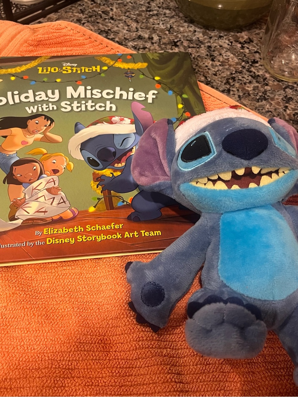 Disney Lilo & Stitch  Plush Toy and book Holiday mischief naughty or nice set